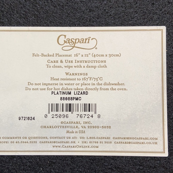 caspari Dining 2 Caspari Lizard Print Felt Backed Hard Placemat